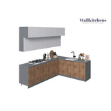 Kitchen Radiance Collection Natural Teak & White Gloss Color Base Size 9Ft Wide