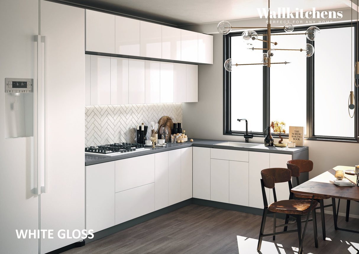 Kitchen Radiance Collection White Gloss Color Base Size 9Ft Wide