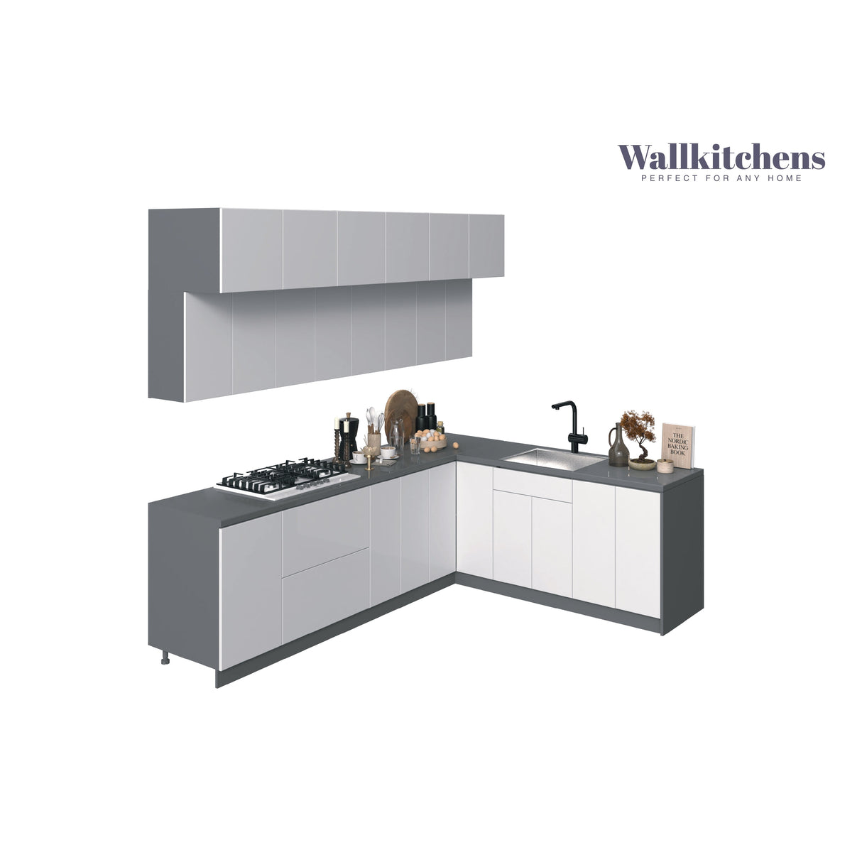 Kitchen Radiance Collection White Gloss Color Base Size 9Ft Wide