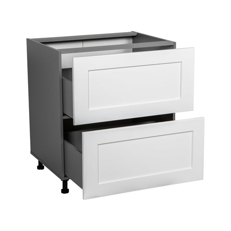 24" Base Cabinet-Double Door-Two Drawer-with Shaker White Matte door