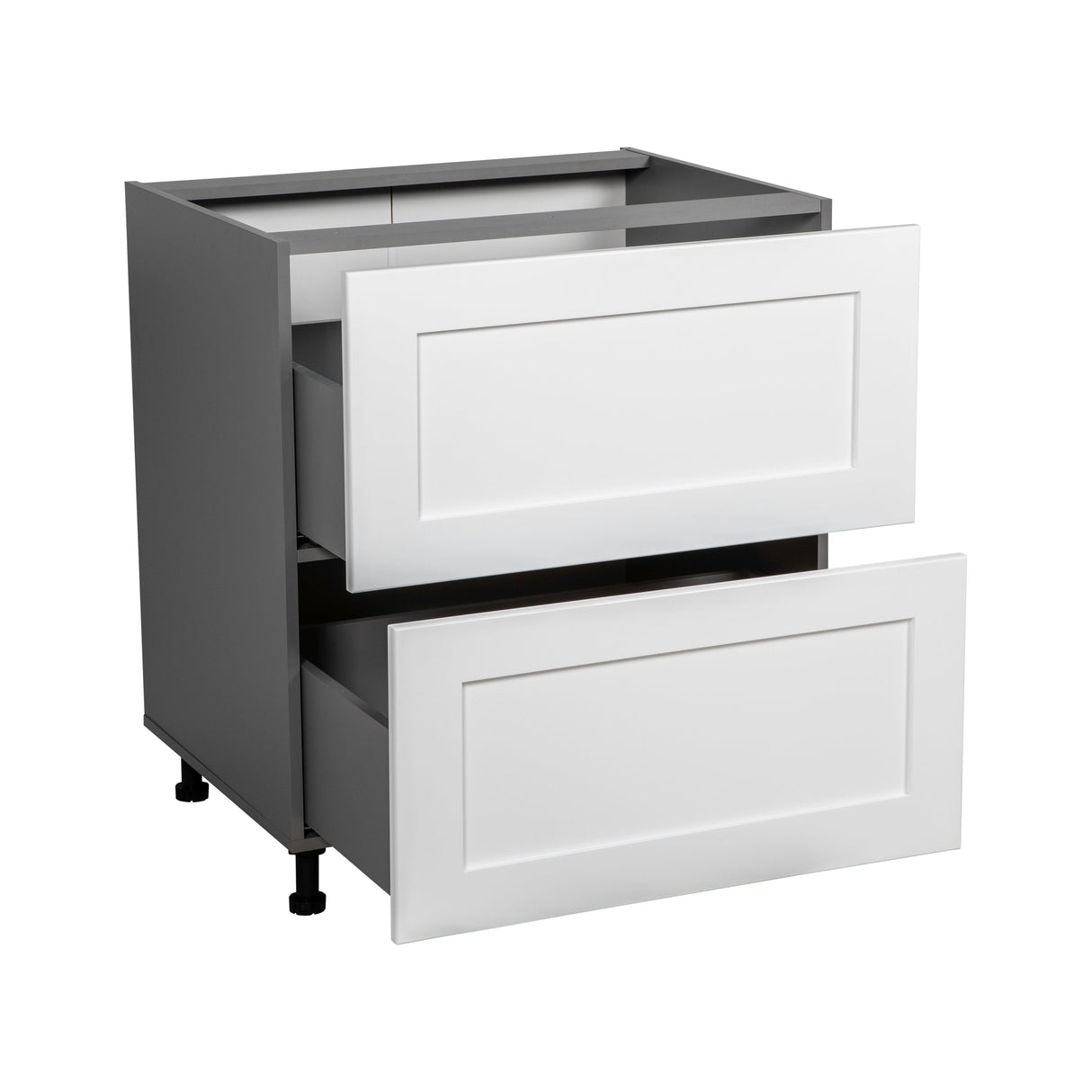 33" Base Cabinet-Double Door-Two Drawer-with Shaker White Matte door