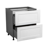 30" Base Cabinet-Double Door-Two Drawer-with Shaker White Matte door