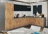 Kitchen Prestige Collection Natural Teak & Black Color Base Size 11Ft Wide