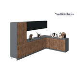 Kitchen Prestige Collection Natural Teak & Black Color Base Size 11Ft Wide