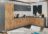 Kitchen Prestige Collection Natural Teak & Gray Color Base Size 11Ft Wide
