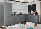 Kitchen Prestige Collection Gray & White Gloss Color Base Size 11Ft Wide