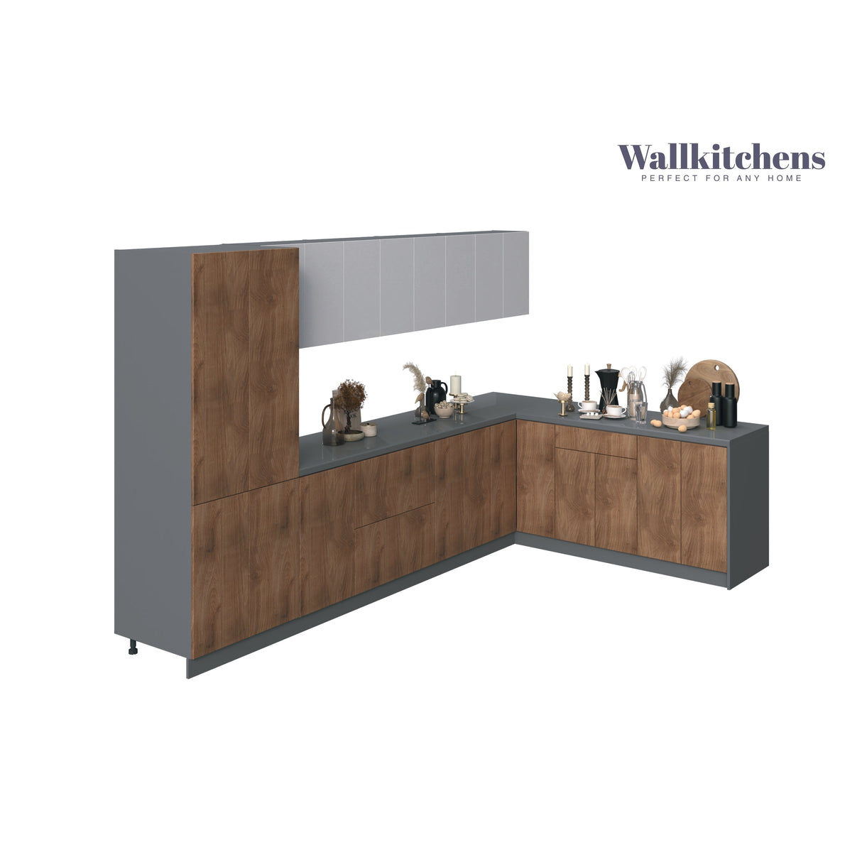 Kitchen Prestige Collection Natural Teak & White Gloss Color Base Size 11Ft Wide
