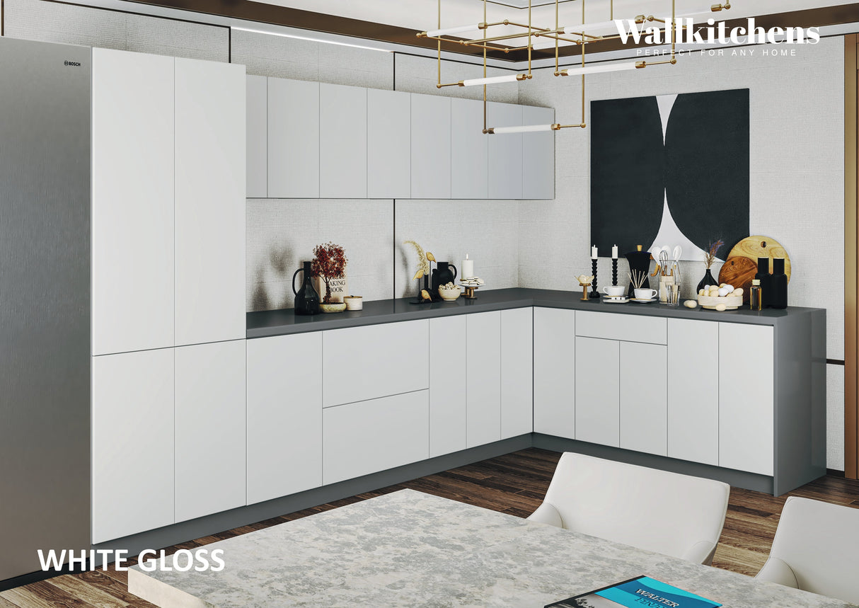 Kitchen Prestige Collection White Gloss Color Base Size 11Ft Wide