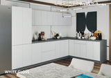 Kitchen Prestige Collection White Gloss Color Base Size 11Ft Wide