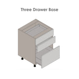 33" Base Cabinet-Double Door-Three Drawer-Grey