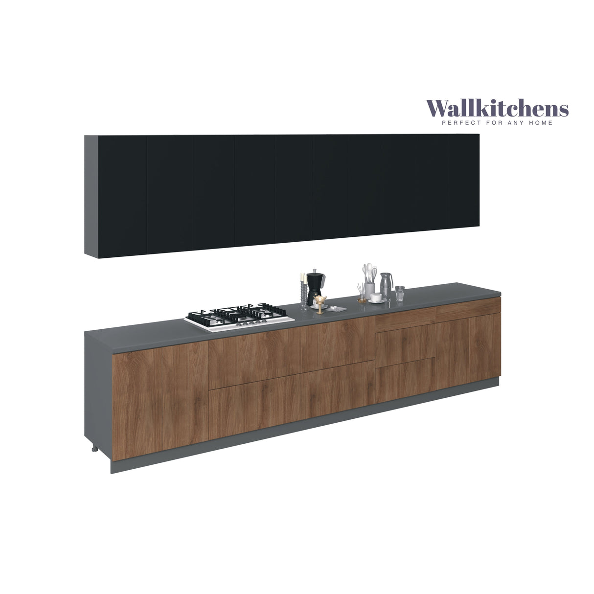 Kitchen Signature Collection Natural Teak & Black Color Base Size 13Ft Wide