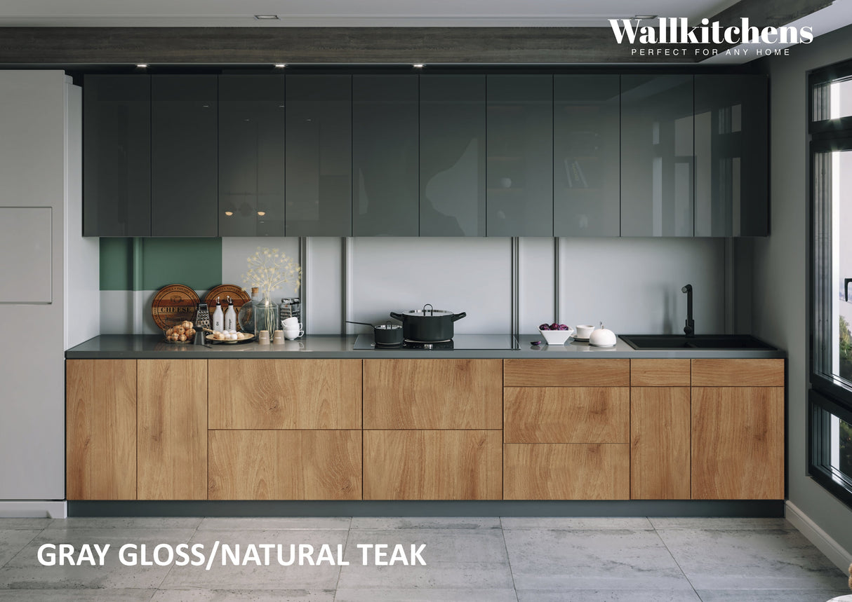 Kitchen Signature Collection Natural Teak & Gray Color Base Size 13Ft Wide