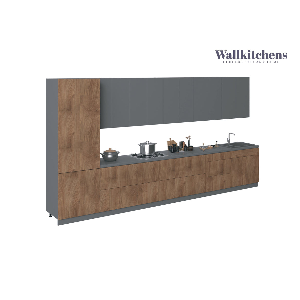 Kitchen Celestial Collection Natural Teak & Gray Color Base Size 15Ft Wide