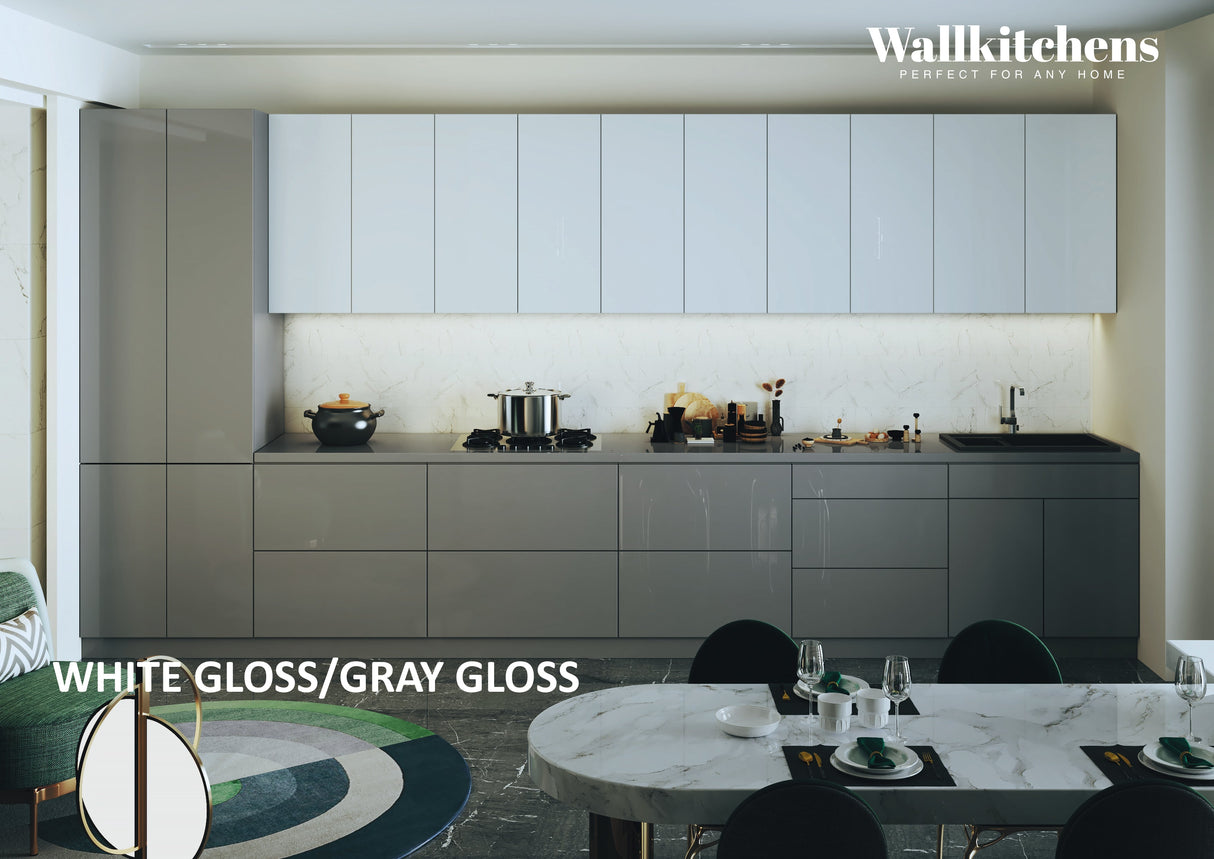 Kitchen Celestial Collection Gray & White Gloss Color Base Size 15Ft Wide