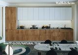 Kitchen Celestial Collection Natural Teak & White Gloss Color Base Size 15Ft Wide