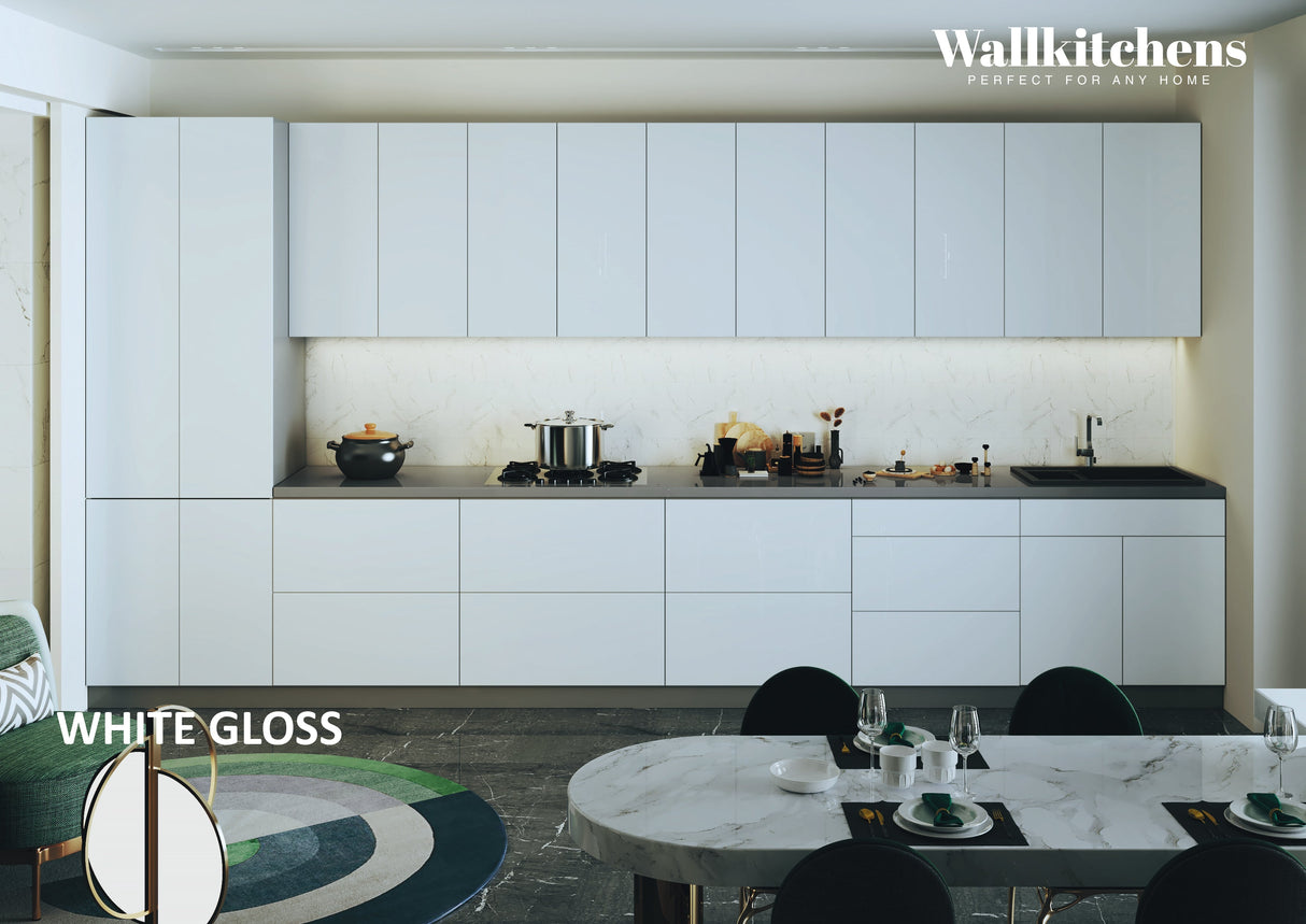 Kitchen Celestial Collection White Gloss Color Base Size 15Ft Wide
