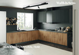Kitchen Prodigy Collection Natural Teak & Black Color Base Size 11Ft Wide