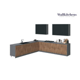 Kitchen Prodigy Collection Natural Teak & Black Color Base Size 11Ft Wide
