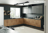 Kitchen Prodigy Collection Natural Teak & Gray Color Base Size 11Ft Wide