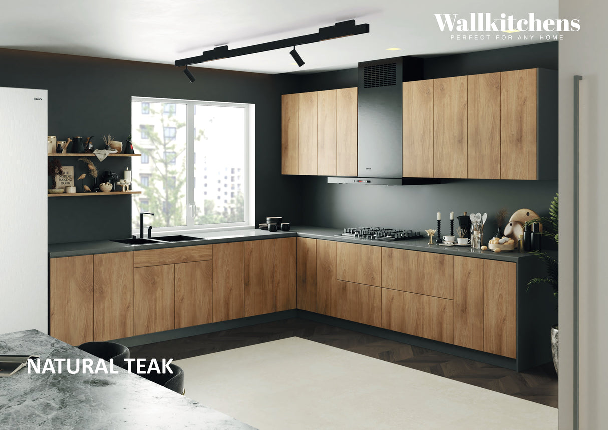 Kitchen Prodigy Collection Natural Teak Color Base Size 11Ft Wide