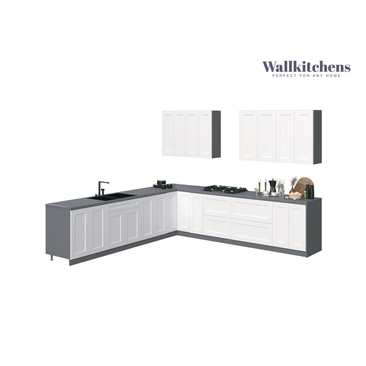 Kitchen Prodigy Collection White Matte Color Base Size 11Ft Wide