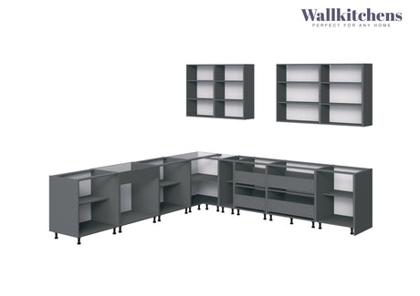 Kitchen Prodigy Collection Natural Teak & Black Color Base Size 11Ft Wide