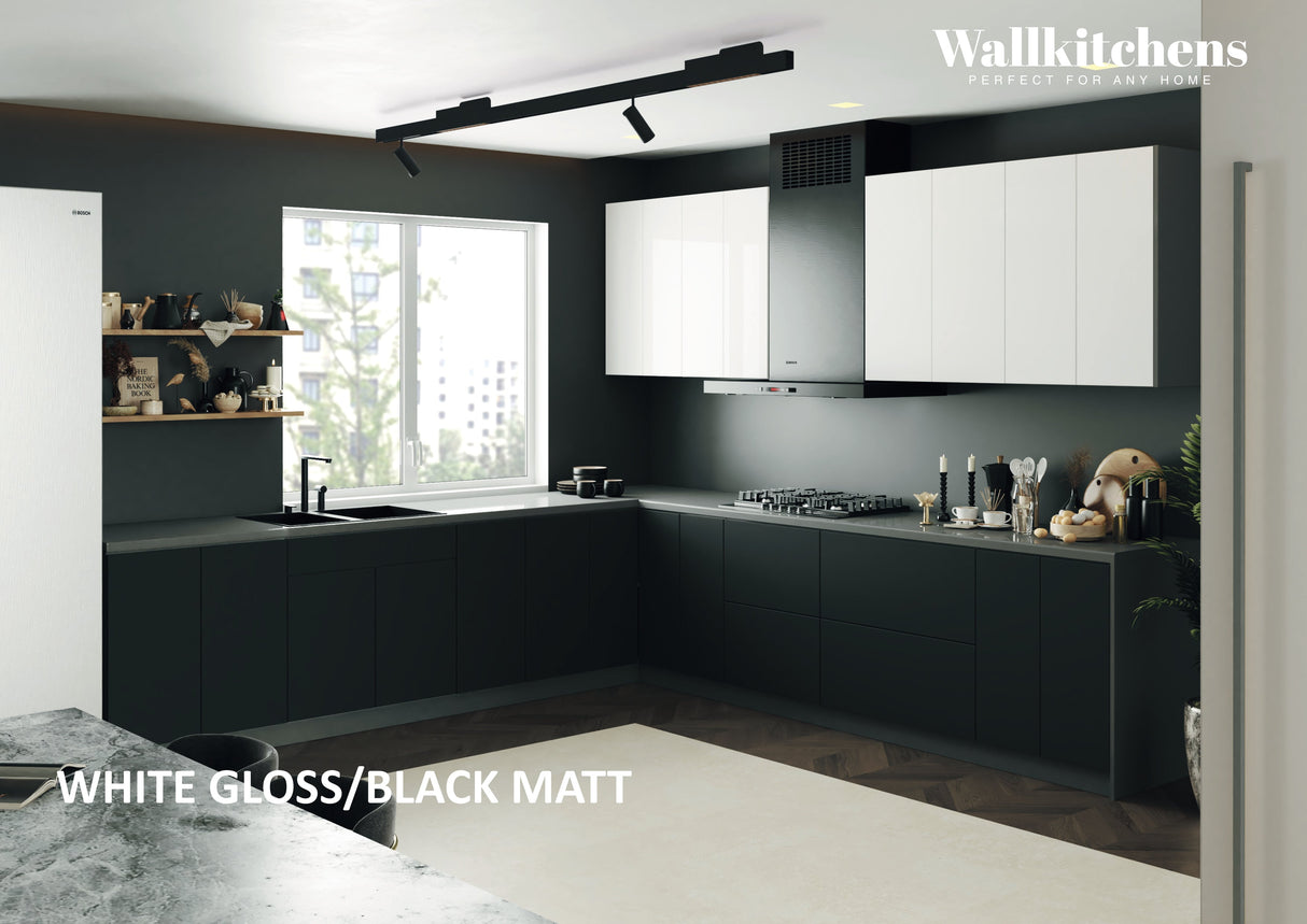 Kitchen Prodigy Collection Black & White Gloss Color Base Size 11Ft Wide