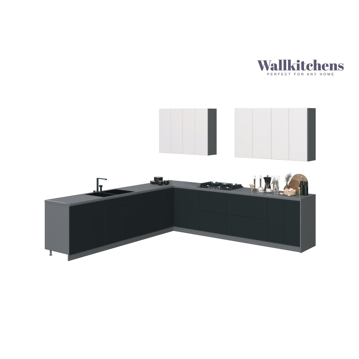 Kitchen Prodigy Collection Black & White Gloss Color Base Size 11Ft Wide