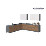 Kitchen Prodigy Collection Natural Teak & White Gloss Color Base Size 11Ft Wide