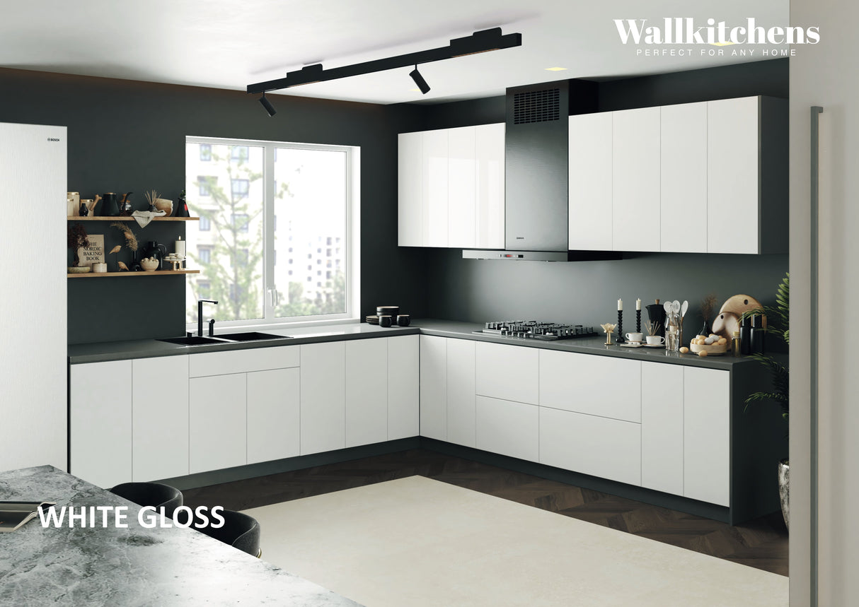 Kitchen Prodigy Collection White Gloss Color Base Size 11Ft Wide