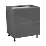 33" Base Cabinet-Double Door-Two Drawer-with Grey Gloss door