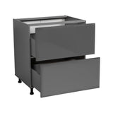 24" Base Cabinet-Double Door-Two Drawer-with Grey Gloss door