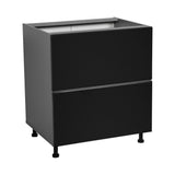 24" Base Cabinet-Double Door-Two Drawer-with Black Matte door