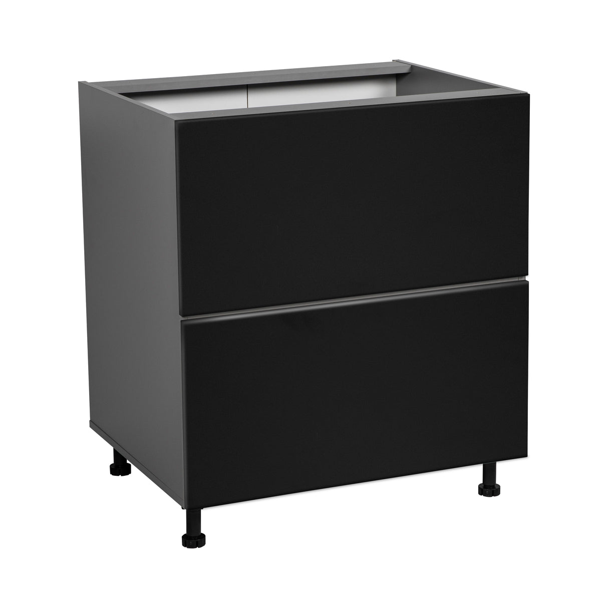 30" Base Cabinet-Double Door-Two Drawer-with Black Matte door