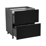 24" Base Cabinet-Double Door-Two Drawer-with Black Matte door