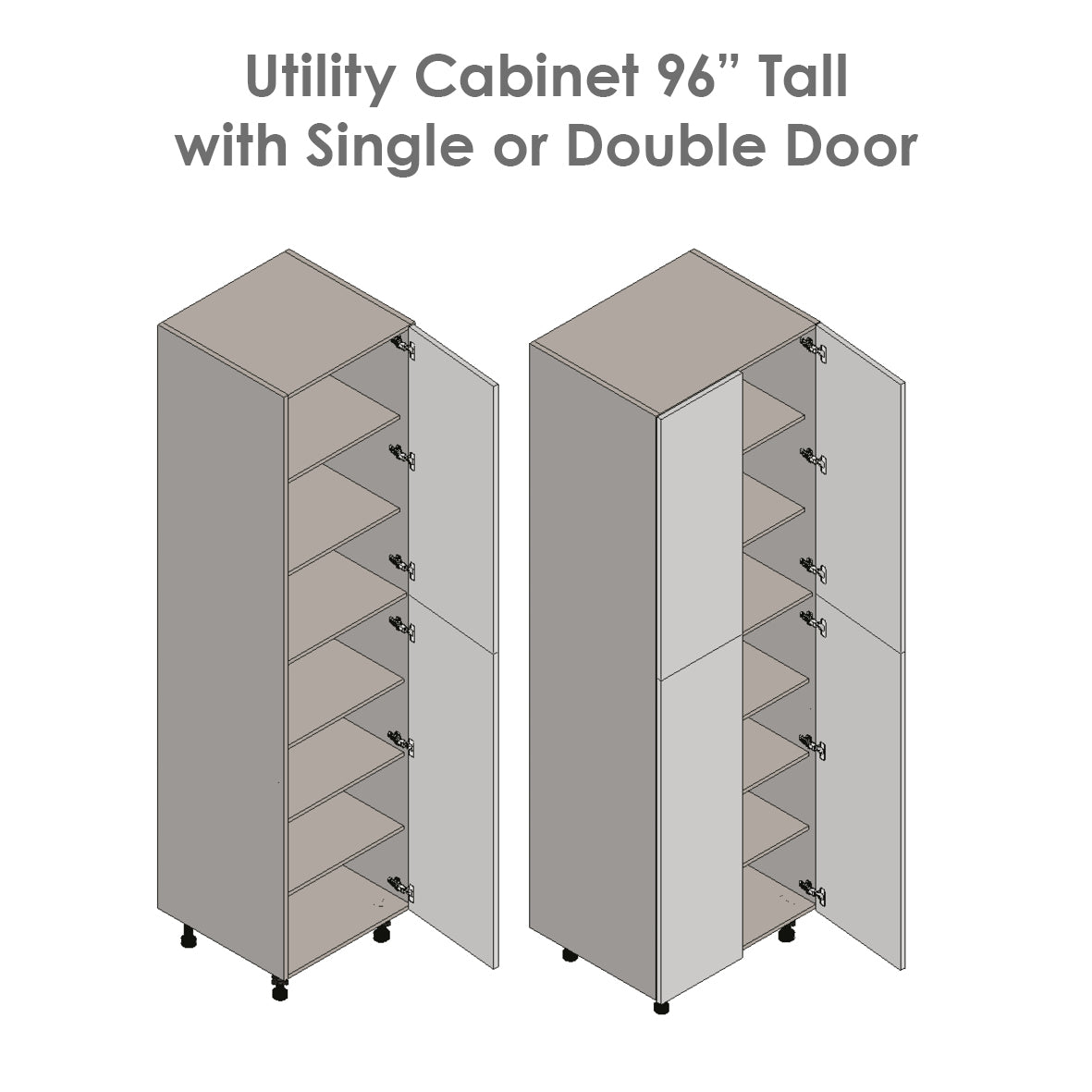 30" x 96" Utility Cabinet-Four Door-with Natural Teak door