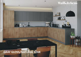 Kitchen Regal Collection Natural Teak & Gray Color Base Size 13Ft Wide