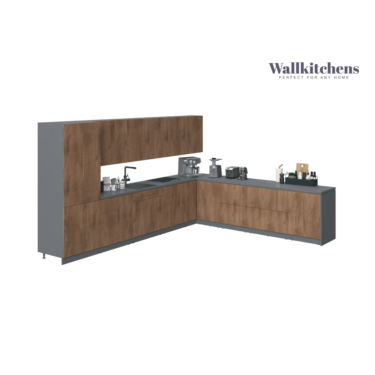 Kitchen Regal Collection Natural Teak Color Base Size 13Ft Wide