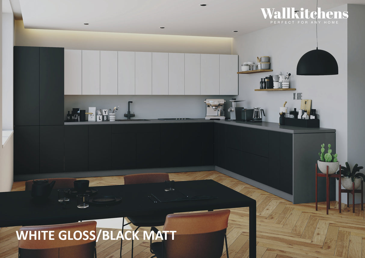 Kitchen Regal Collection Black & White Gloss Color Base Size 13Ft Wide
