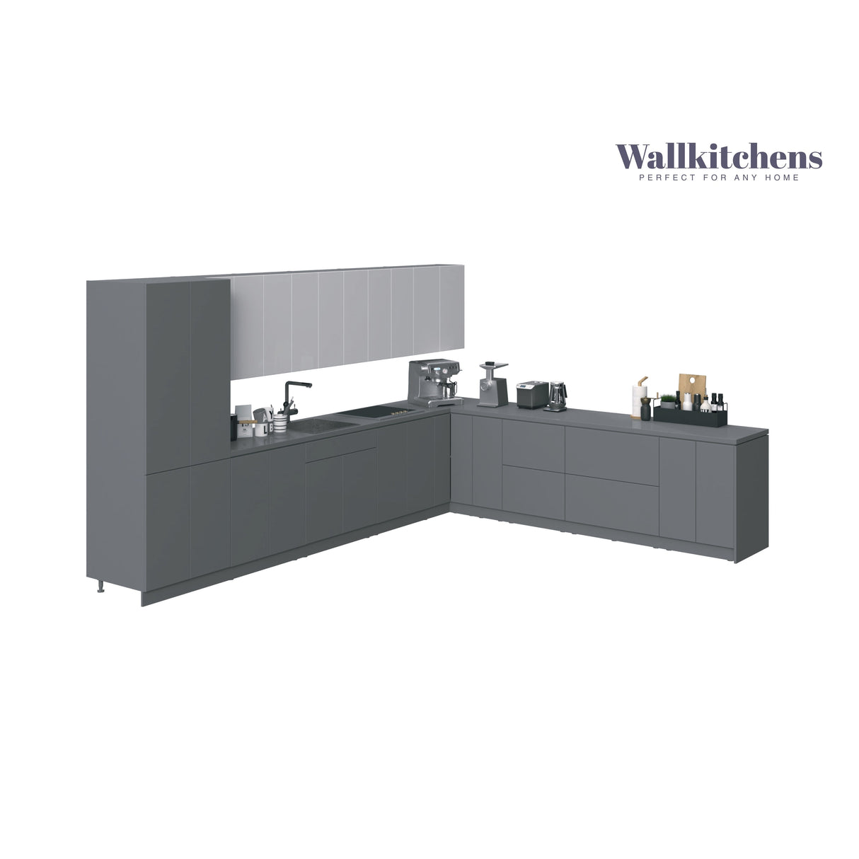 Kitchen Regal Collection Gray & White Gloss Color Base Size 13Ft Wide