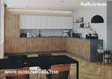 Kitchen Regal Collection Natural Teak & White Gloss Color Base Size 13Ft Wide
