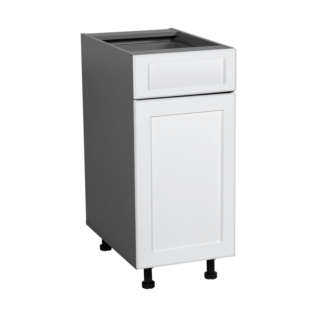 12" Base Cabinet Single Door Single Drawer with Shaker White Matte door