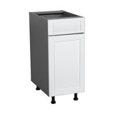 15" Base Cabinet Single Door Single Drawer with Shaker White Matte door