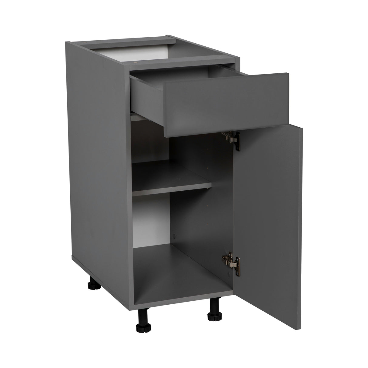 18" Base Cabinet Single Door Single Drawer with Grey Gloss door