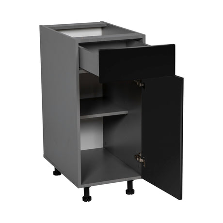 21" Base Cabinet Single Door Single Drawer with Black Matte door