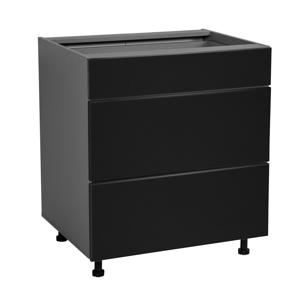 15" Base Cabinet-Double Door-Three Drawer-with Black Matte door