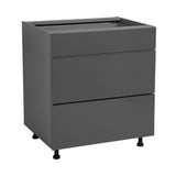 27" Base Cabinet-Double Door-Three Drawer-with Grey Gloss door