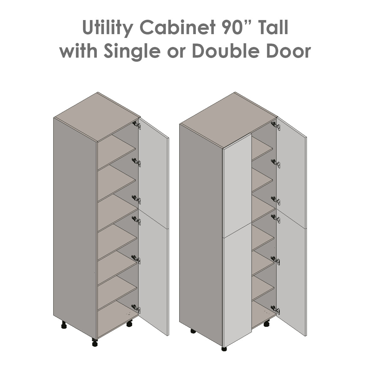 18" x 90" Utility Cabinet-Double Door-with Grey Gloss door