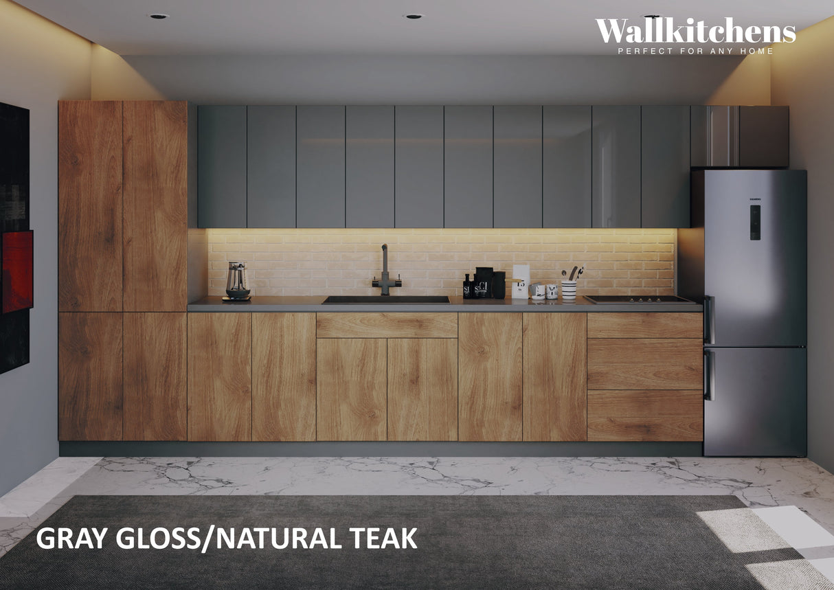 Kitchen Imperial Collection Natural Teak & Gray Color Base Size 15Ft Wide