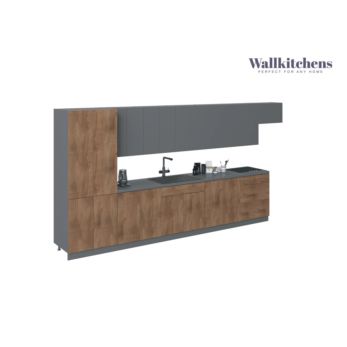 Kitchen Imperial Collection Natural Teak & Gray Color Base Size 15Ft Wide